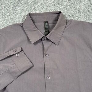 Lululemon Shirt Medium Gray Commission Long Sleeve Button Down Cotton Blend Mens